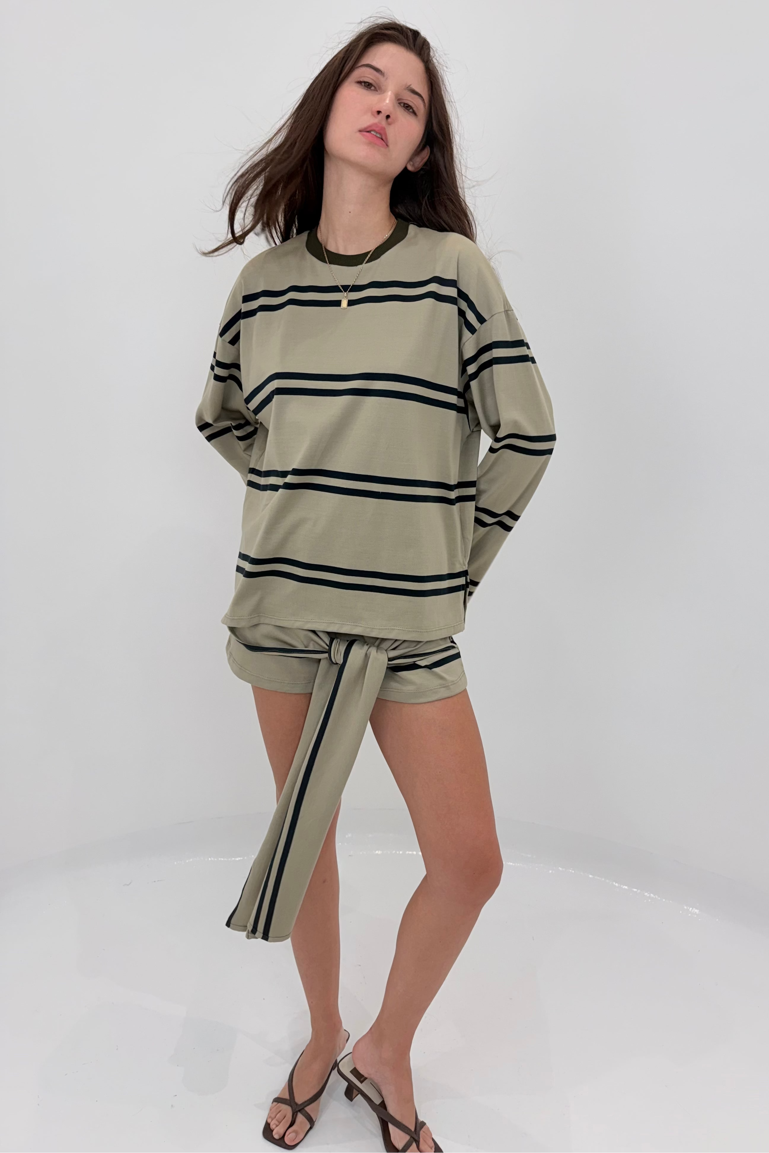 Olive & Navy Stripe