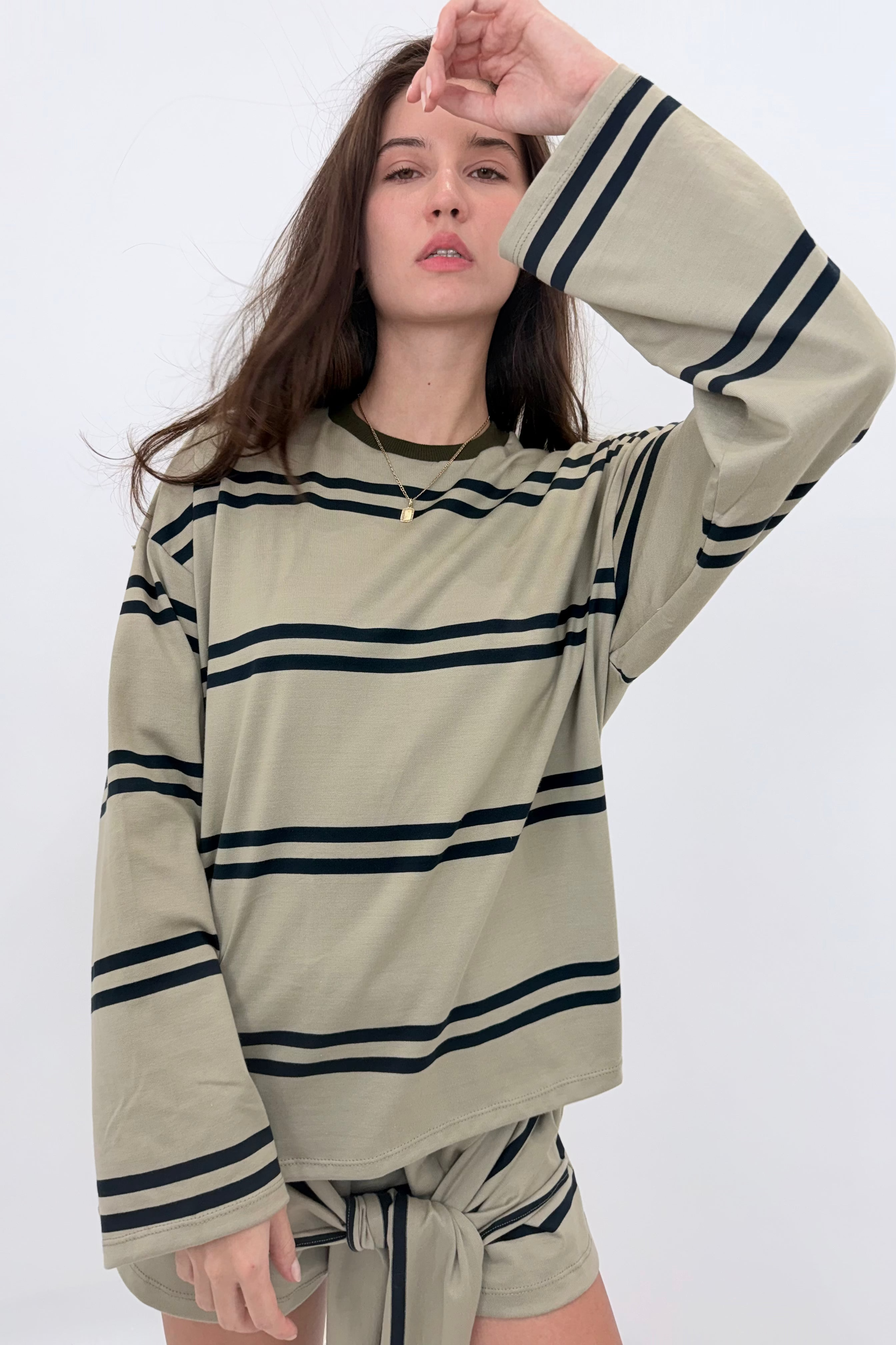 Olive & Navy Stripe