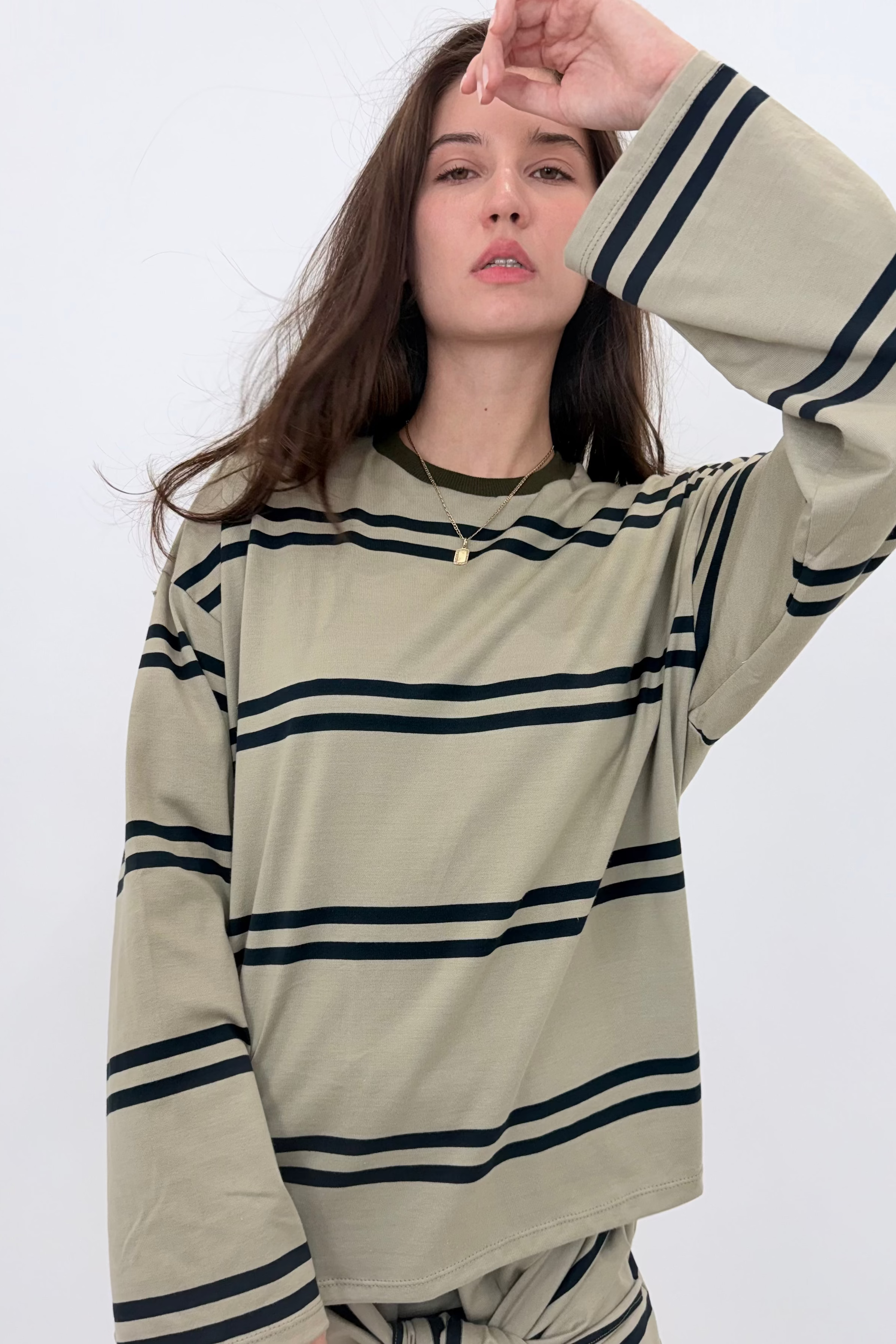 Olive & Navy Stripe