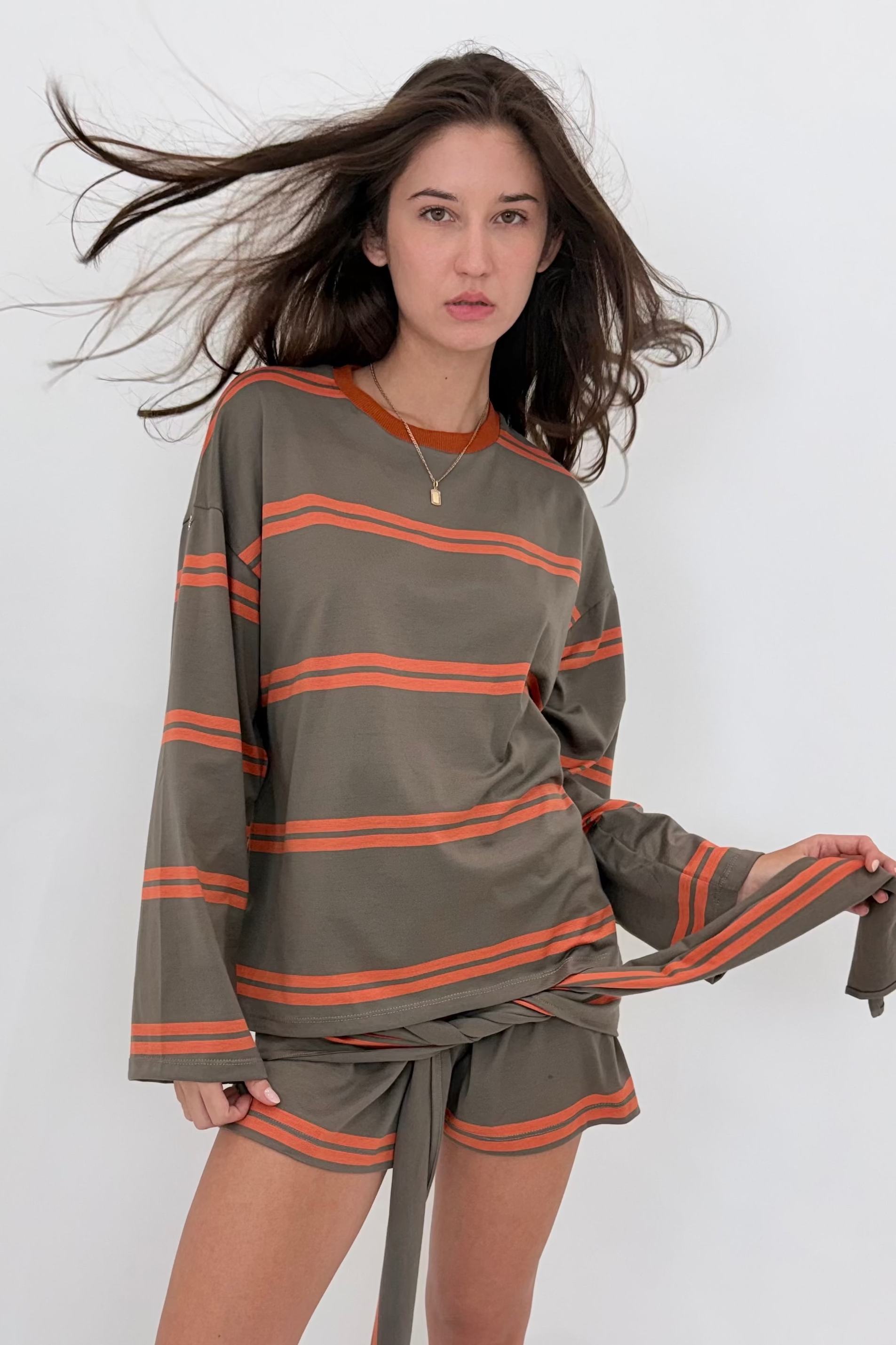 Greish & Orange Stripe