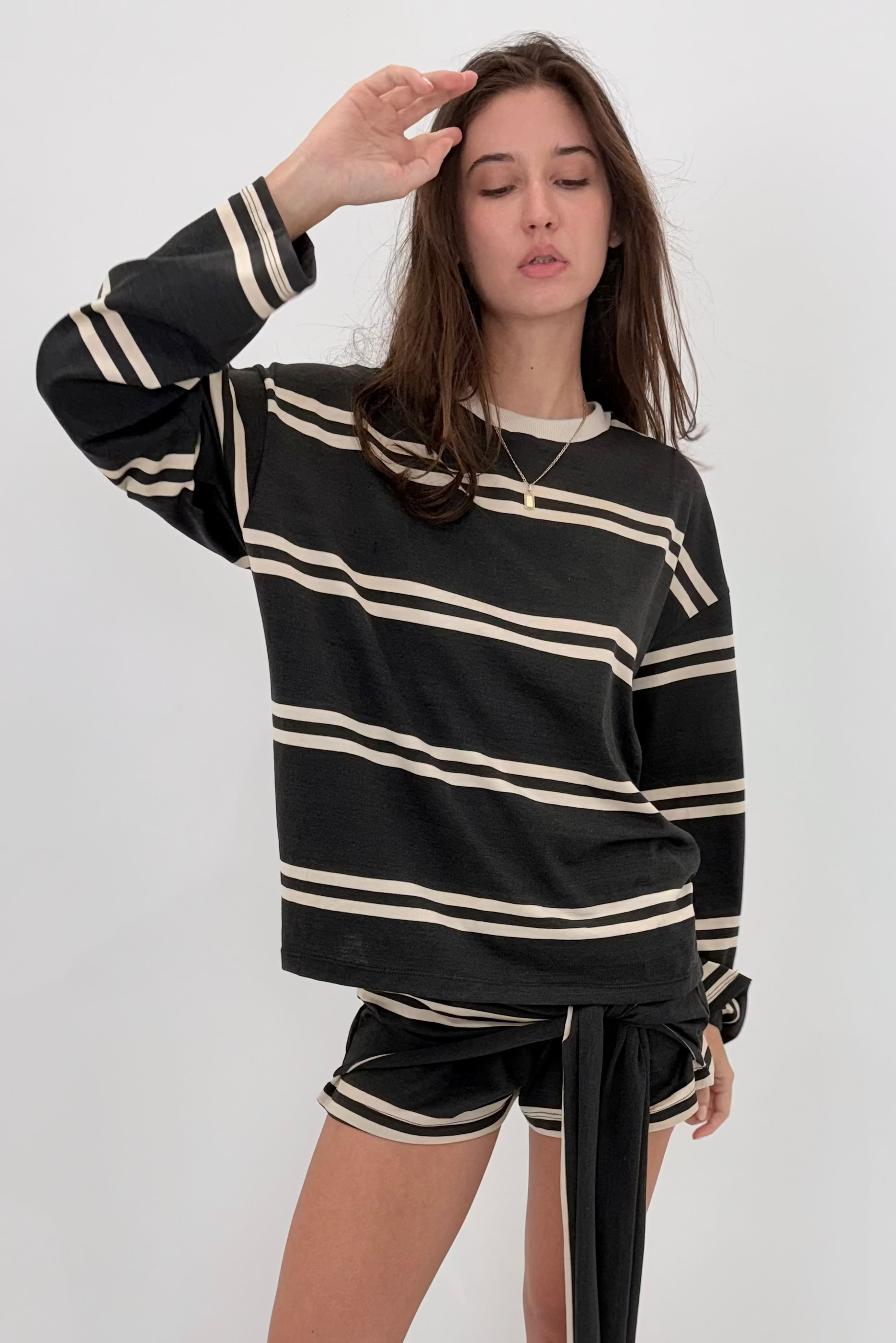 Washed Grey & Ivory Stripe