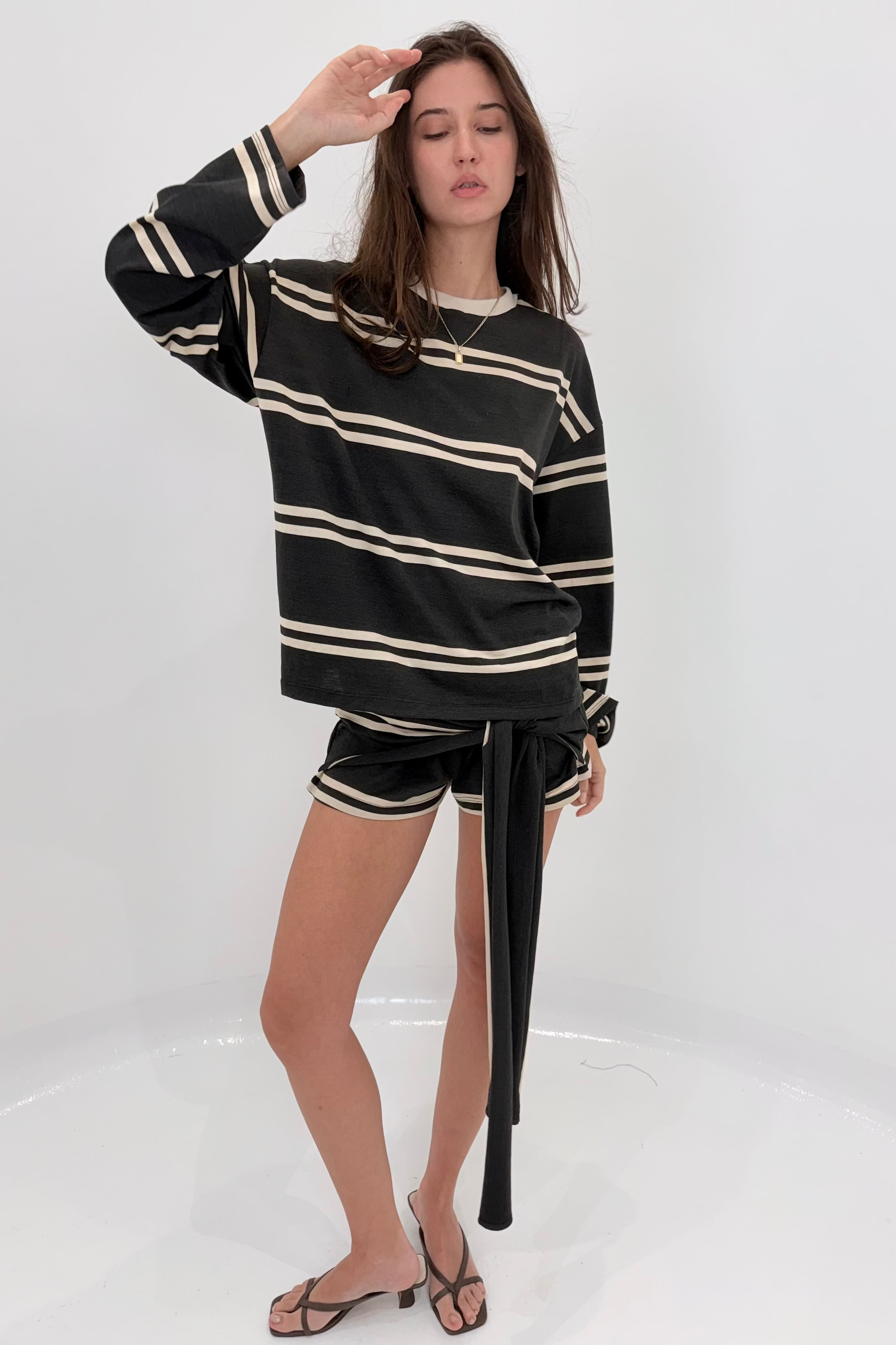 Washed Grey & Ivory Stripe