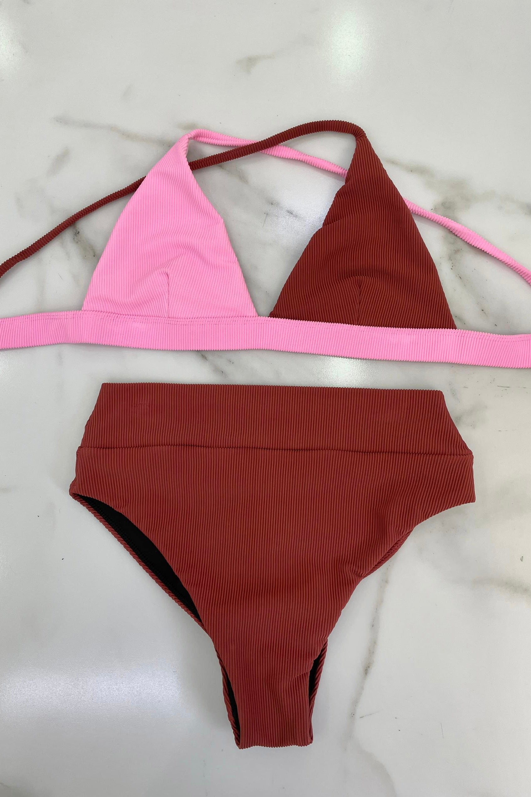 Bicolor High Waisted Terra-Pink